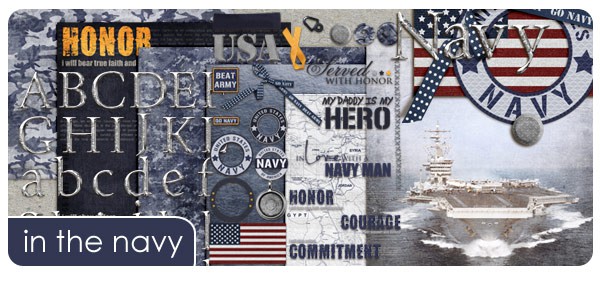 Navy Digital Scrapbook Kit